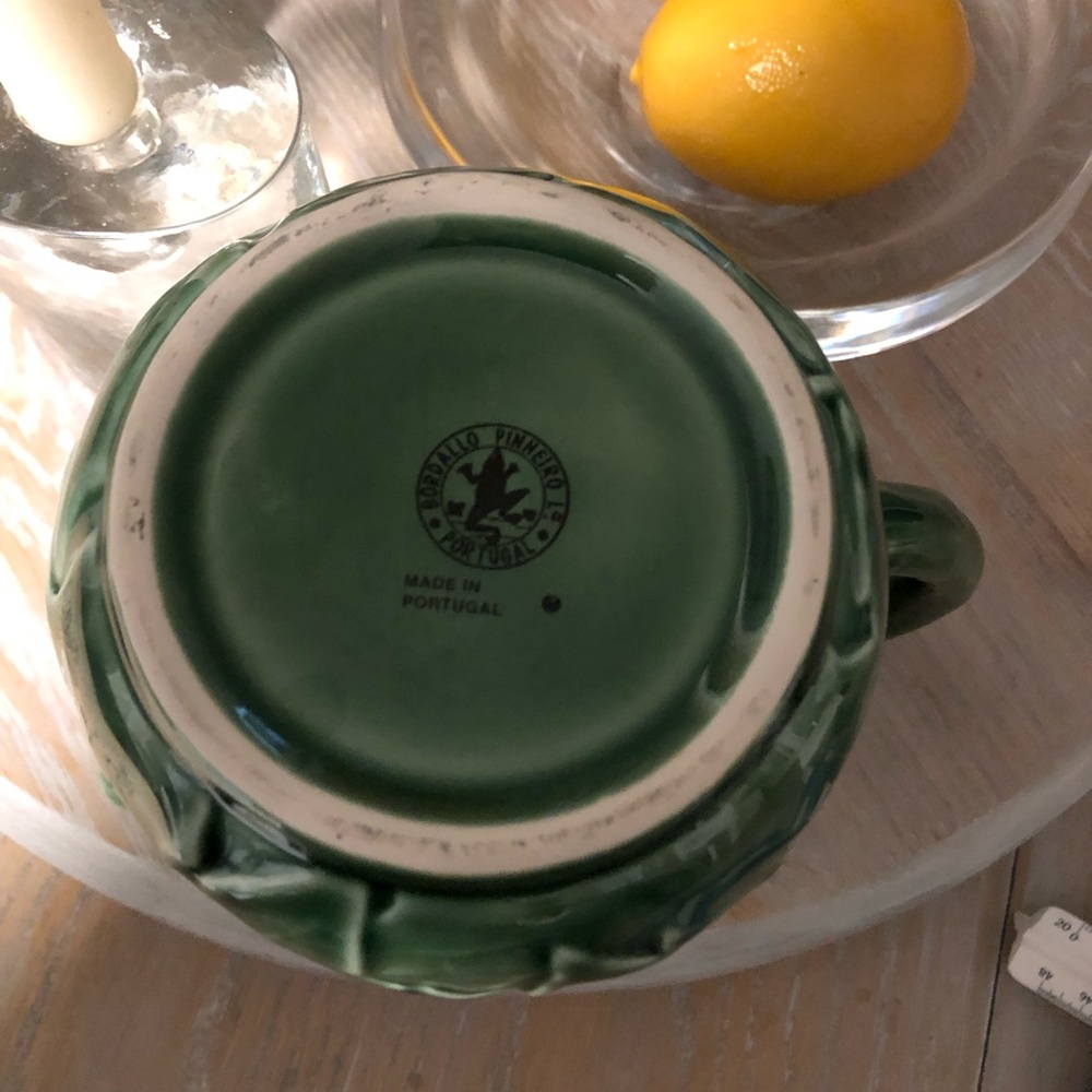 7” Green Majolica Bardallo Pinheiro Pitcher 6.5+ Cups FLAWLESS - Picture 4 of 5